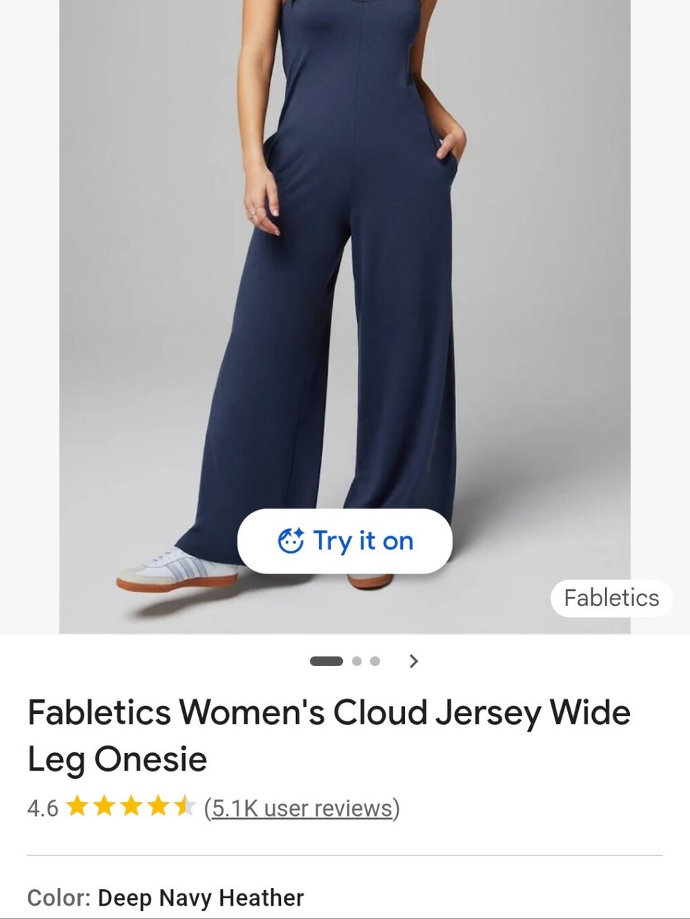 Fabletics Navy Wide-Leg Jumpsuit